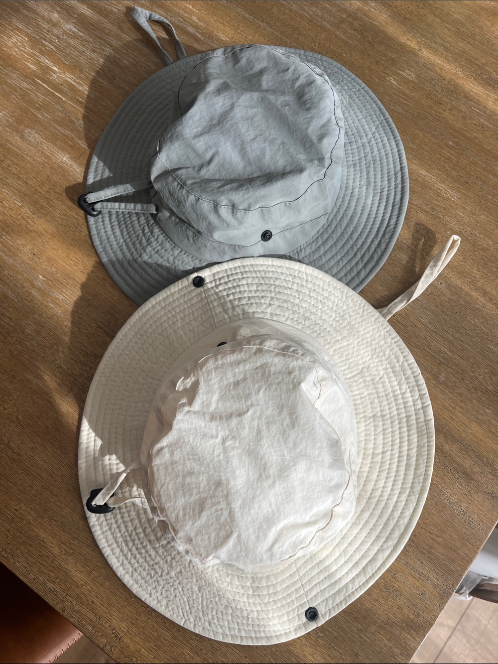 Kids Wide Brim Sun Hats - Cream and Gray
